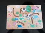 Houten activiteiten bord/puzzel boerderij dieren, Ophalen of Verzenden, Minder dan 10 stukjes, Zo goed als nieuw, 6 maanden tot 2 jaar