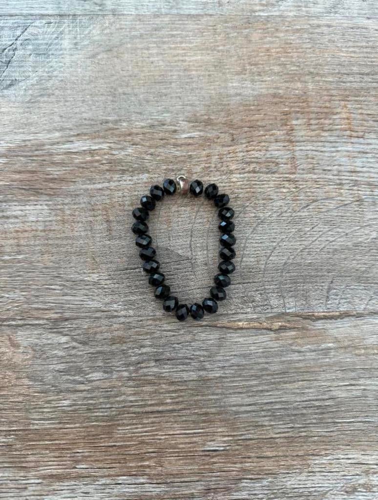 Armband zwarte kralen, Ophalen of Verzenden, Zo goed als nieuw, Zwart, Overige materialen