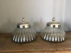 2 Glazen brocante/voorraad/decoratie potten met deksel, Ophalen of Verzenden, Zo goed als nieuw