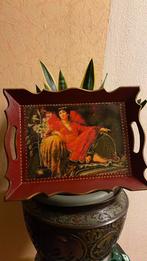 Vintage houten dienblad handgeschilderd mooie vrouw, Antiek en Kunst, Antiek | Woonaccessoires, Ophalen of Verzenden