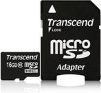 Transcend MicroSDHC kaart 16GB + Adapter / Class 10, Audio, Tv en Foto, Fotografie | Geheugenkaarten, Nieuw, Ophalen of Verzenden