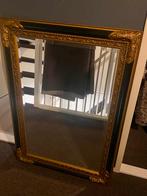 Zwarte spiegel, goud accent en facetrand, Ophalen, 100 tot 150 cm, Zo goed als nieuw, 75 tot 100 cm