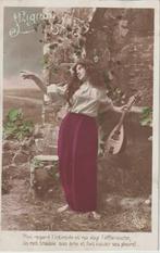 Dame Mignon lang haar/muziekinstrument/oud, Verzamelen, Ansichtkaarten | Themakaarten, Verzenden, Gelopen, Overige thema's