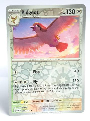 Pokémon - 151 - Pidgeot - 018/165 - Reverse Holo beschikbaar voor biedingen