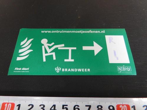 sticker ontruimen moet je oefenen - brandweer - vuur student, Verzamelen, Stickers, Zo goed als nieuw, Bedrijf of Vereniging, Ophalen