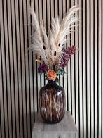 Pantervazen met pampas en kunstbloemen., Huis en Inrichting, Woonaccessoires | Droogbloemen, Ophalen, Nieuw