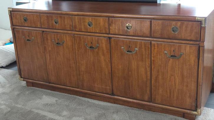 Drexel Dressoir Jaren 50/60 Eikenhout, Huis en Inrichting, Kasten | Dressoirs, Gebruikt, 150 tot 200 cm, 25 tot 50 cm, Met lade(s)