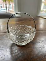 Antiek Kristallen Mandje met Zilveren Handvat, Antiek en Kunst, Antiek | Glas en Kristal, Ophalen of Verzenden