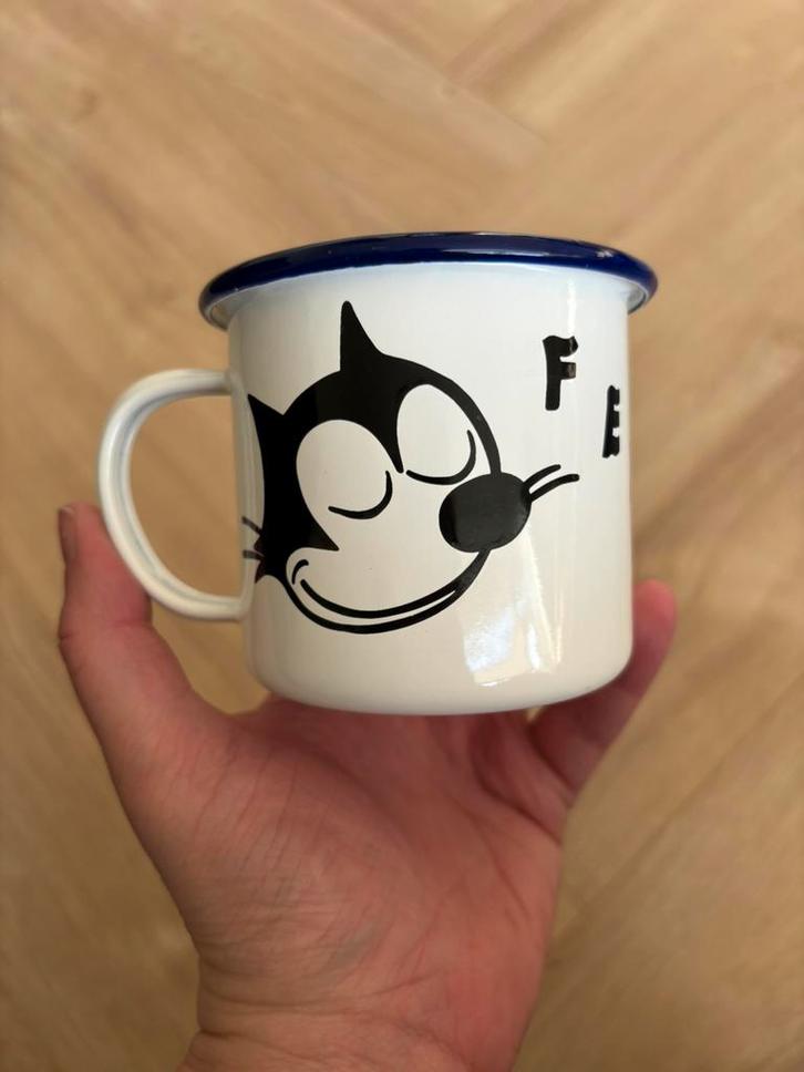 FELIX DE KAT EMAILLE MOK SCOTCH & SODA, Huis en Inrichting, Keuken | Servies, Zo goed als nieuw, Kop(pen) en/of Schotel(s), Overige stijlen