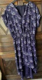 Blauw-paarse jurk, zomerjurkje bloemetjes; 38; Ahlens, Ophalen of Verzenden, Zo goed als nieuw, Maat 38/40 (M), Blauw