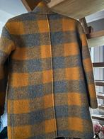 Benetton wollen mantel - Ruitpatroon, Ophalen of Verzenden, Zo goed als nieuw, Maat 38/40 (M), Geel