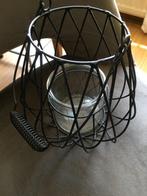 Windlicht zwart, Huis en Inrichting, Zwart, Ophalen of Verzenden, Zo goed als nieuw, Metaal