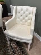 8 Witte lederen eetkamerstoelen Goossens, Minder dan 50 cm, Gebruikt, Minder dan 75 cm, Leer