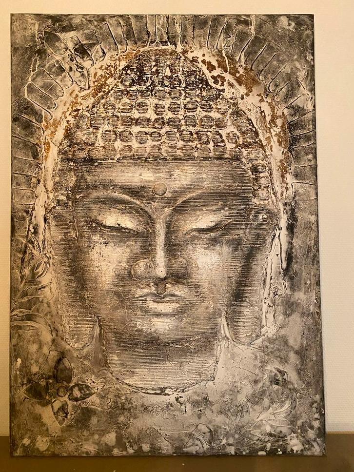 3D Boeddha Schilderij - Uniek Kunstwerk, Huis en Inrichting, Woonaccessoires | Schilderijen, Tekeningen en Foto's, Zo goed als nieuw