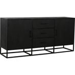 dressoir 180 cm 3 lade 2 deur massief mango zwart metaal, 150 tot 200 cm, Nieuw, Ophalen of Verzenden, 3 of 4 laden