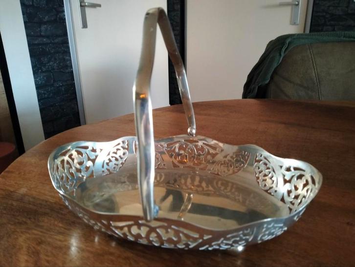 Verzilverde Broodmand met Handvat, Antiek en Kunst, Antiek | Schalen, Ophalen of Verzenden