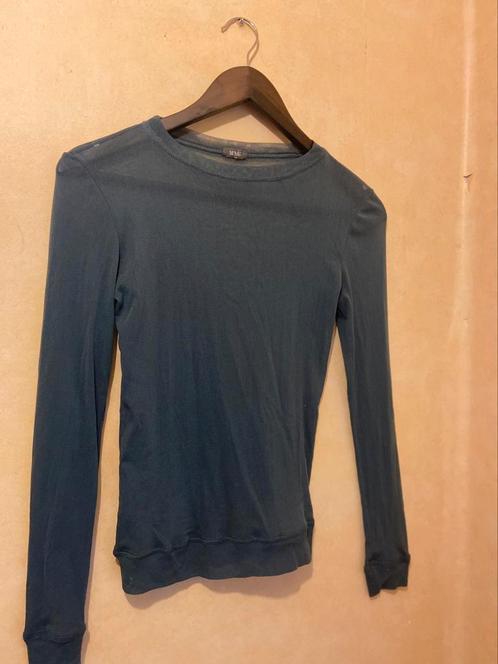 Petrol blauw doorschijnende longsleeve van Mango MNG, Kleding | Dames, Overige Dameskleding, Zo goed als nieuw, Ophalen of Verzenden