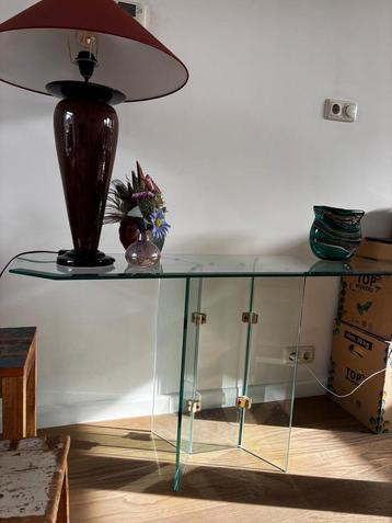 Glazen Bijzettafel - 133x40x66cm beschikbaar voor biedingen