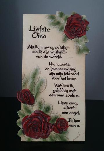 Arts in stone "LIEFSTE OMA" tekstbord  teksttegel wandtegel  beschikbaar voor biedingen