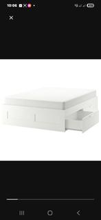 Brimnes Ikea bed 180200, Huis en Inrichting, Slaapkamer | Bedden, Gebruikt, Wit, Tweepersoons, Ophalen of Verzenden