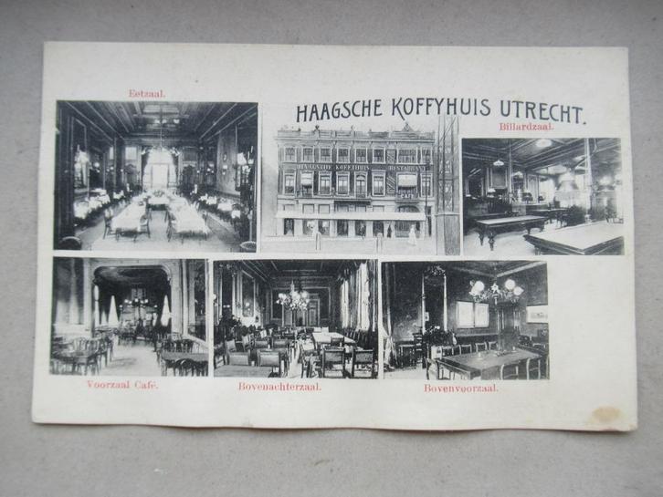 Utrecht  -  Interieur Haagsche Koffiehuis biljart, Verzamelen, Ansichtkaarten | Nederland, Ongelopen, Utrecht, Voor 1920, Ophalen of Verzenden