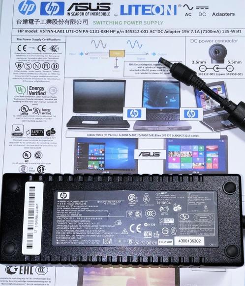 HP Asus Acer HSTNN-LA01 PA-1131-08H 19V 7.1A 135W AC Adapter, Computers en Software, Laptop-opladers, Zo goed als nieuw, Ophalen of Verzenden