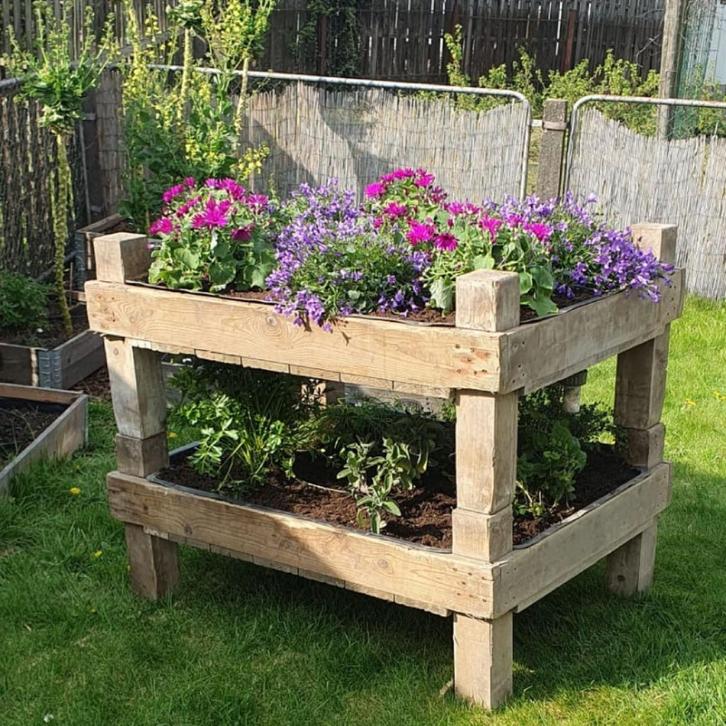 Stoere vintage kweekbak of moestuinbak, Tuin en Terras, Bloembakken en Plantenbakken, Gebruikt, Hout, Balkon, Tuin, 30 tot 60 cm