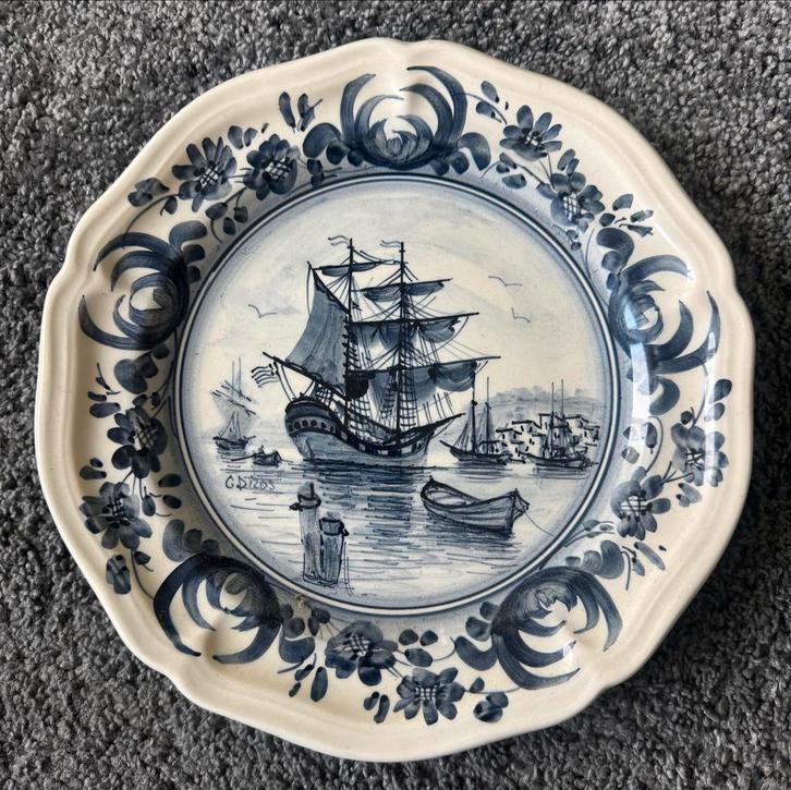 Decoratief Bord met Scheepsmotief, Antiek en Kunst, Antiek | Wandborden en Tegels, Ophalen