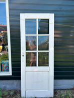 Massief houten paneeldeur jaren 20/30 met glas, Ophalen, Gebruikt, 80 tot 100 cm, Binnendeur