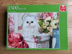 Jumbo puzzel – 1500 stukjes – poes in mand, Ophalen of Verzenden, 500 t/m 1500 stukjes, Gebruikt, Legpuzzel