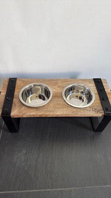 Honden voer en waterbak Hout/metaal 44x19x15cm beschikbaar voor biedingen