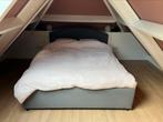 IKEA bed 160x200 met auping matras en bodem, Nieuw, 160 cm, Grijs, Stof