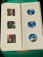 Kunst set van 2 schilderijen abstract natuur passe-partout, Antiek en Kunst, Kunst | Schilderijen | Abstract, Ophalen of Verzenden