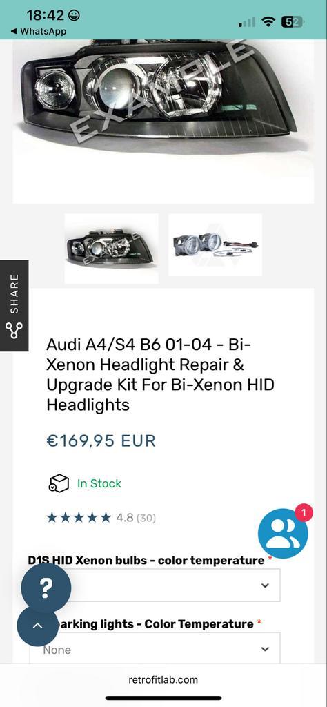Audi A4/S4 B6 Xenon Koplamp Upgrade Kit, Auto-onderdelen, Verlichting, Audi, Nieuw, Ophalen of Verzenden