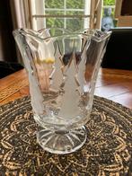Crystal glazen kandelaar/ vaas  geëtst met Kerstboom motief, Ophalen of Verzenden