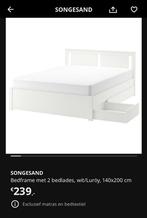 Ikea Songesand bed 140x200 incl lattebodem in goede staat, Huis en Inrichting, Ophalen, Gebruikt, Wit, Tweepersoons