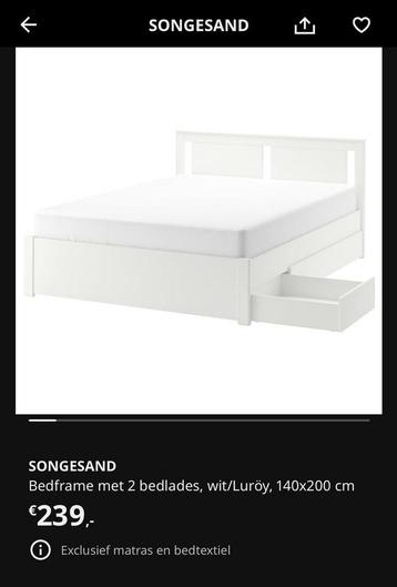 Ikea Songesand bed 140x200 incl lattebodem in goede staat - afbeelding 1