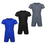 Heren sport bodysuit leotard fitness blauwe zwarte grijze, Overige kleuren, Verzenden, Nieuw, Overige maten