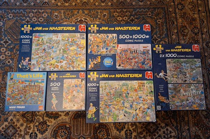Puzzels Jan van Haasteren 500 of 1000, Hobby en Vrije tijd, Denksport en Puzzels, Gebruikt, Legpuzzel, 500 t/m 1500 stukjes, Ophalen