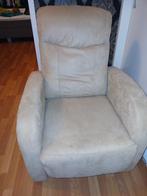 suede lichtbruine 1 personen bank, Ophalen, Zo goed als nieuw