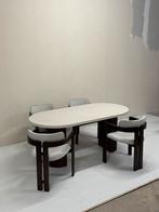 Eettafel beton ciré met halve walnoot ribbelpoten, Verzenden, Nieuw