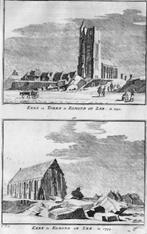 gravure kerk en toren Egmond aan zee 1742 Spilman, Verzenden