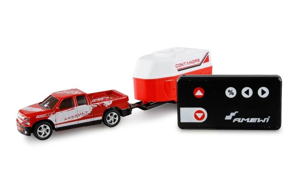 Amewi RC Pick-Up Die Cast with Horse Trailer 1/64 RTR red, Elektro, Auto offroad, Nieuw, Ophalen of Verzenden