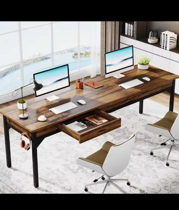 Nieuw: Lang computerbureau hout 20060 cm met 2 lades beschikbaar voor biedingen