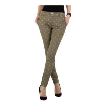 Skinny broek met gouden cactus opdruk khaki S beschikbaar voor biedingen