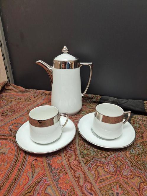 Zilver Wit Servies Setje, Antiek en Kunst, Antiek | Servies compleet, Ophalen of Verzenden