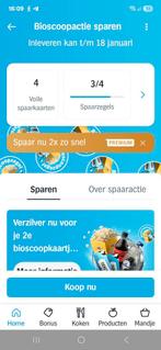 4 volle spaarkaarten ah bioscoop, Tickets en Kaartjes, Eén persoon, Kortingskaart