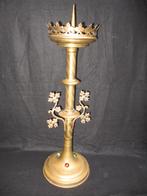 Antieke kaarsen kandelaar Messing 62cm kroon kerkkandelaar, Ophalen of Verzenden, Koper of Brons