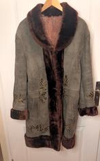 Afghaanse geborduurde jas vintage suede leer wol maat M, Maat 38/40 (M), Bruin, Ophalen of Verzenden, Onbekend
