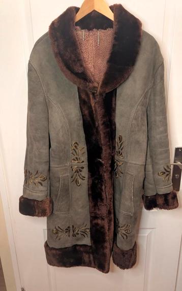  Afghaanse geborduurde jas vintage suede leer wol maat M  beschikbaar voor biedingen